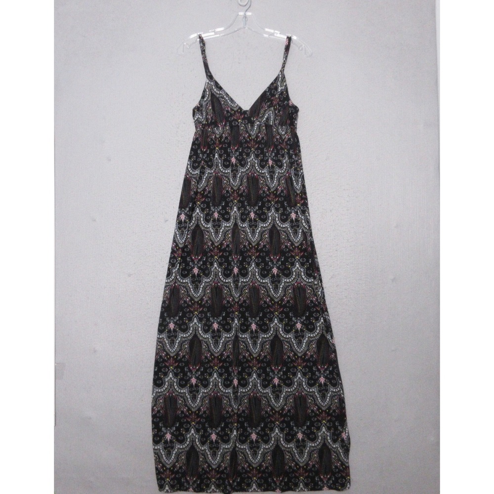 Wet Seal Maxi Dress Black Paisley Boho Whimsigoth Grunge Indie Festival Y2K
